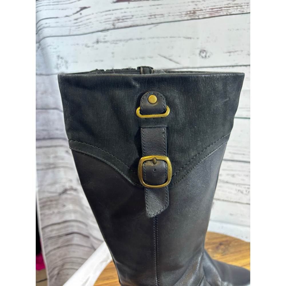Women's Clarks Black Leather Knee-High Boots Size 9 - Picture 6 of 13